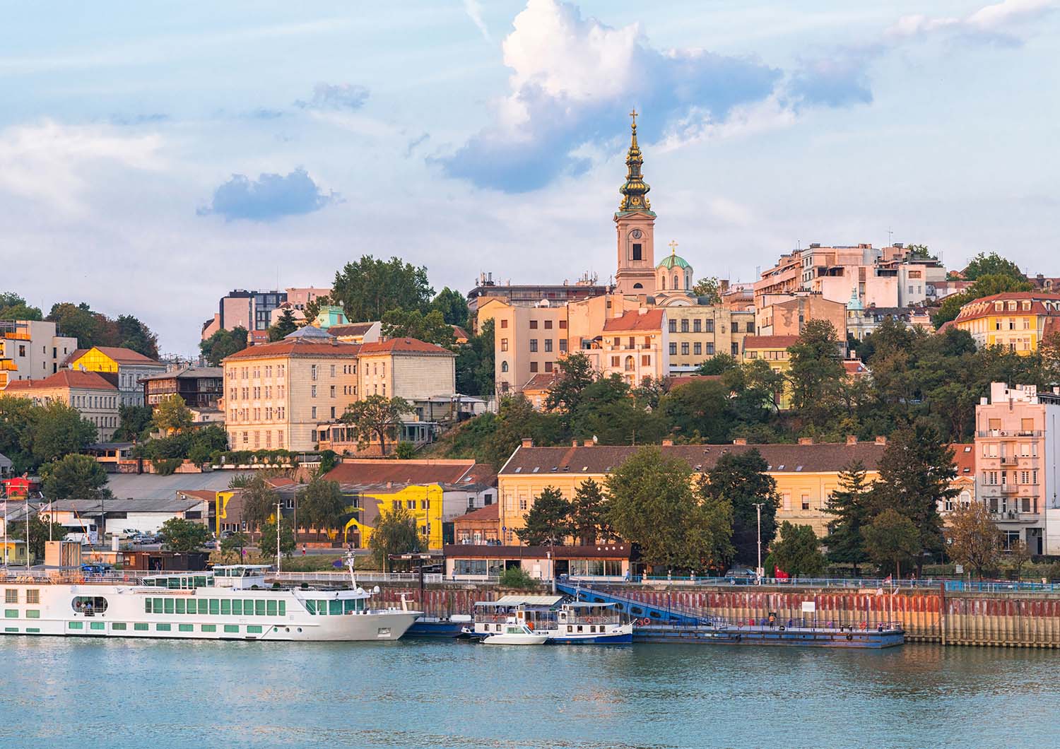 view of the historic center of Belgrade on the banks of the Sava River, Serbia